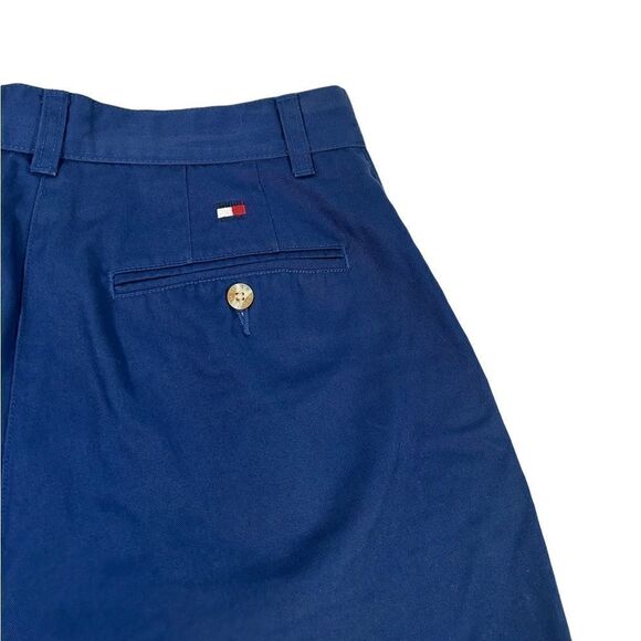 Tommy Hilfiger Dark Blue Navy Cotton High Waisted Baggy Shorts Preppy Classy - Picture 4 of 8